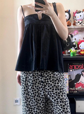 正确版 小众设计黑白色可调节肩带u型定型条不蓬蓬吊带女