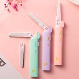 芬龄便携伸缩式微距修眉刀进口不锈钢刀片圆形刀头赠替换刀头