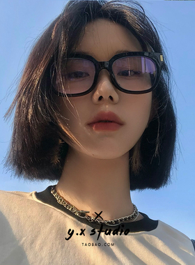 韩版方框大粗框黑色近视镜ins素颜眼镜男女圆脸防蓝光复古眼镜框