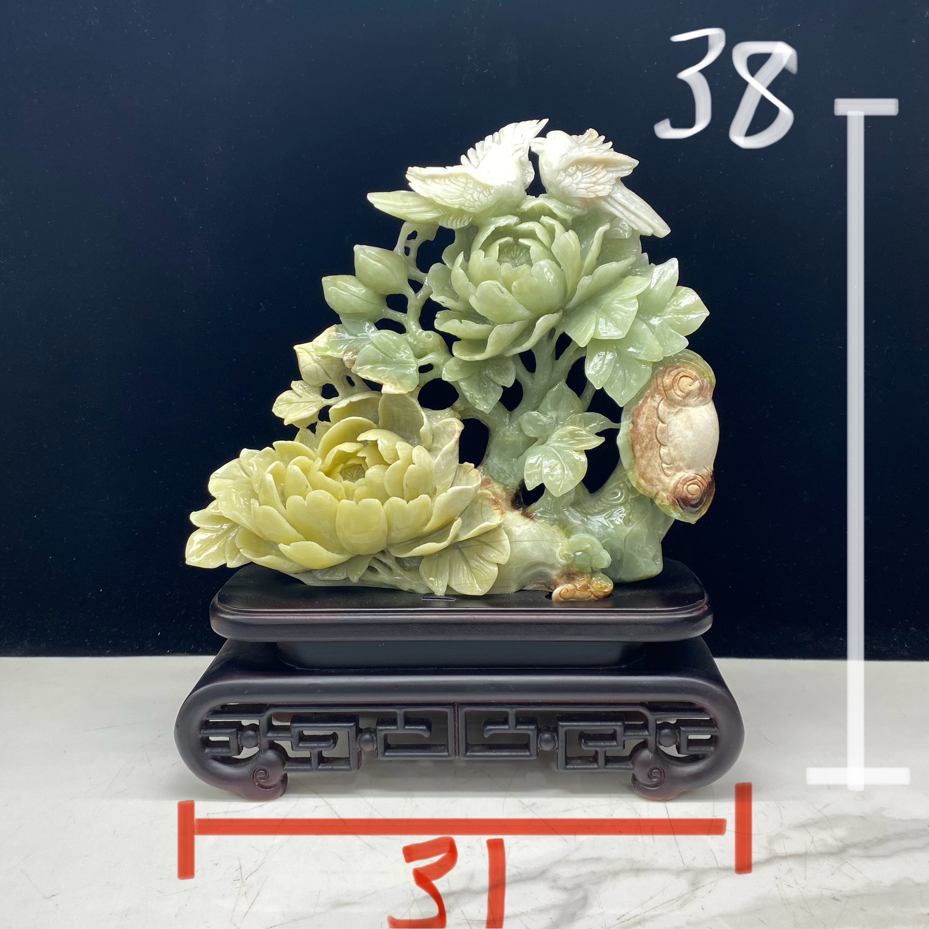 岫玉花开富贵葫芦连年有鱼天然一体手工雕刻特价厂家直销1380包邮