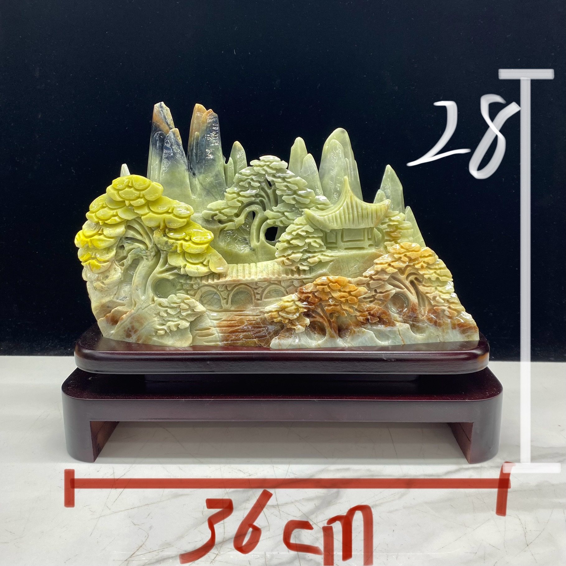 岫玉山水摆件链接里有多款图片天然精品客厅招财办公桌包邮送底座