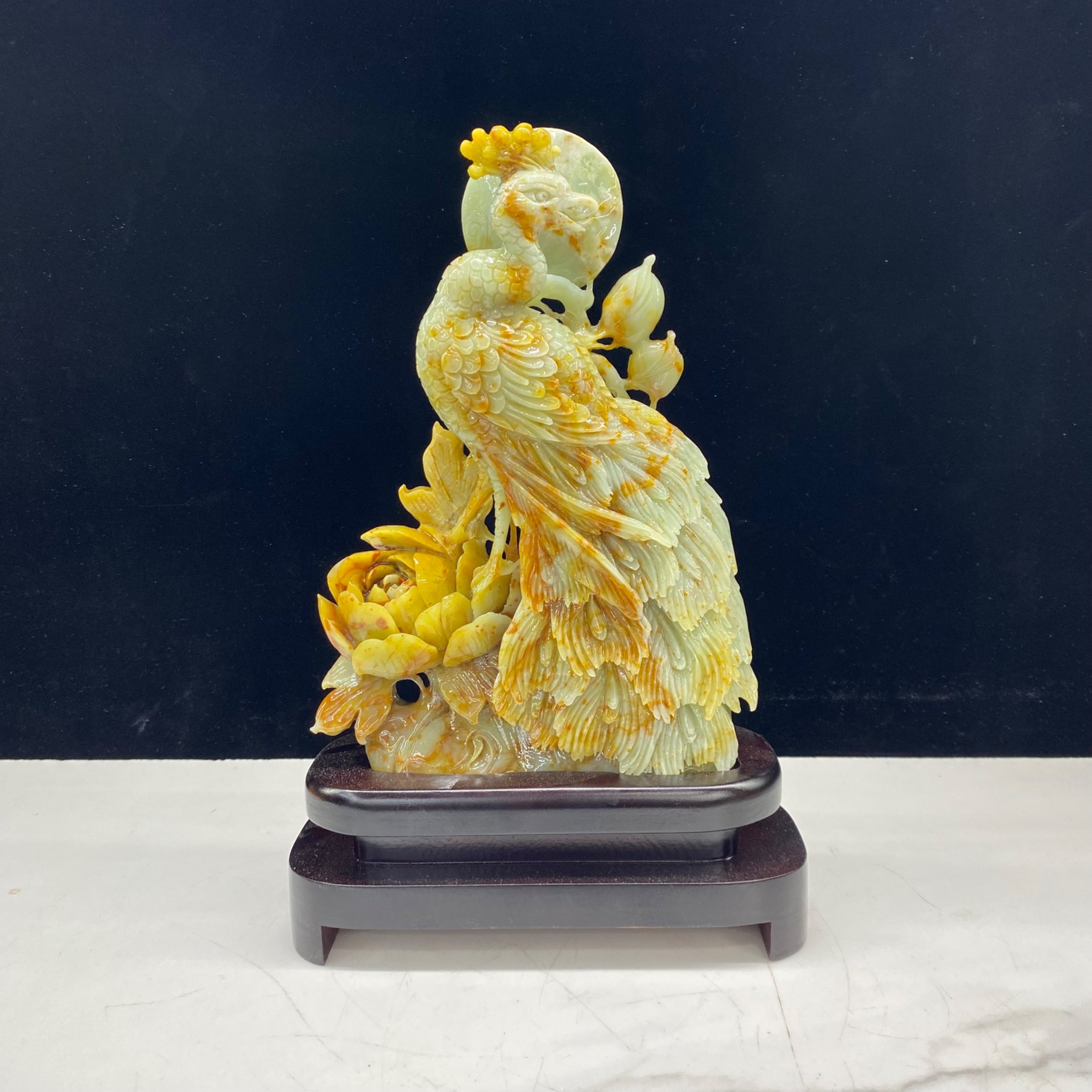 岫玉孔雀摆件手工雕刻天然没有化学处理假一赔十680元起包邮精品