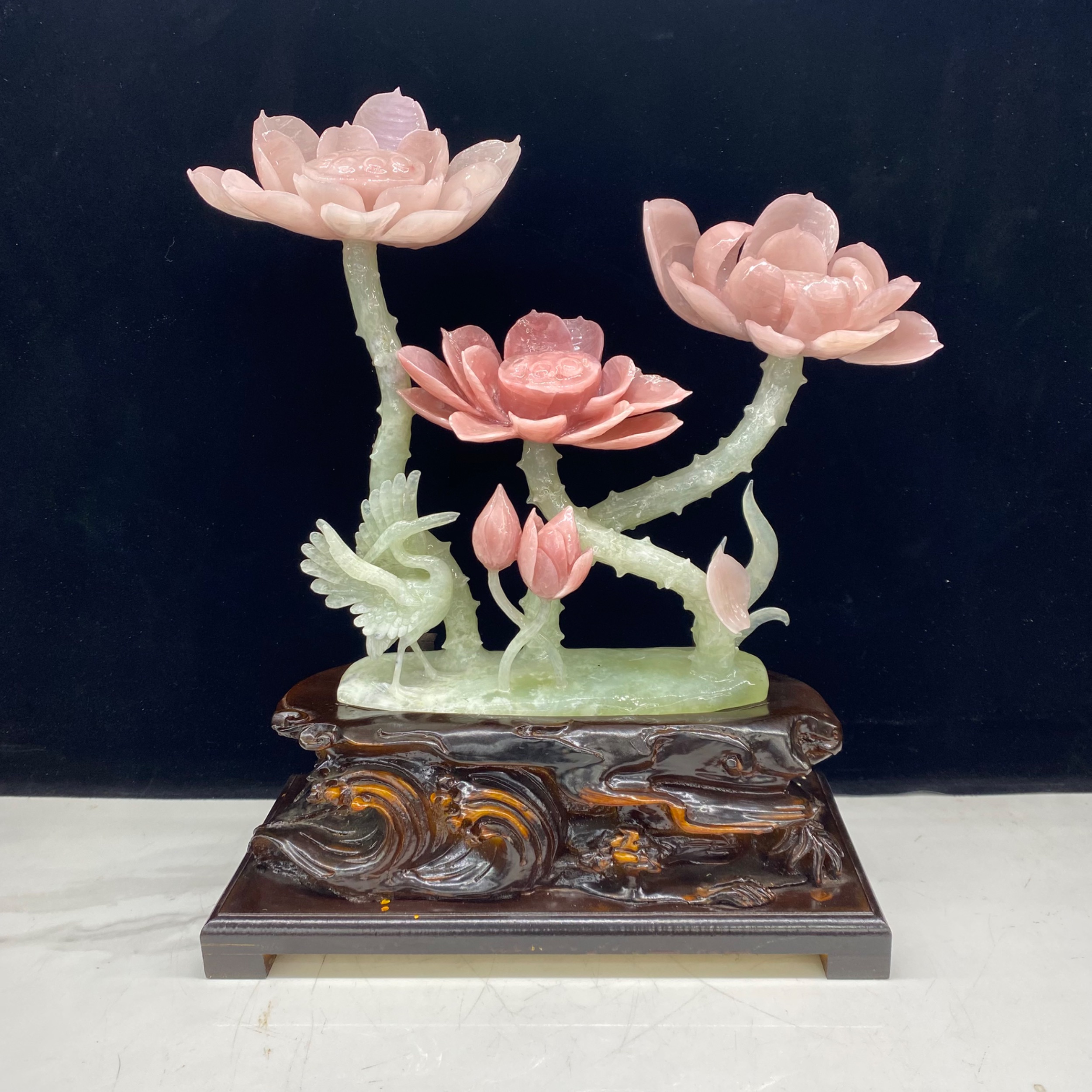 岫玉聚宝盆摆件精品摇钱树天然