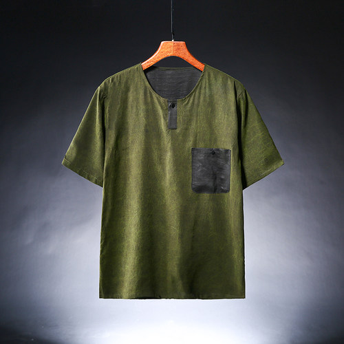 香云纱中国风桑蚕丝短袖t恤男