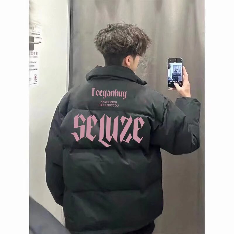 美式潮牌字母印花棉服男冬季加厚保暖面包服宽松休闲棉衣外套棉袄