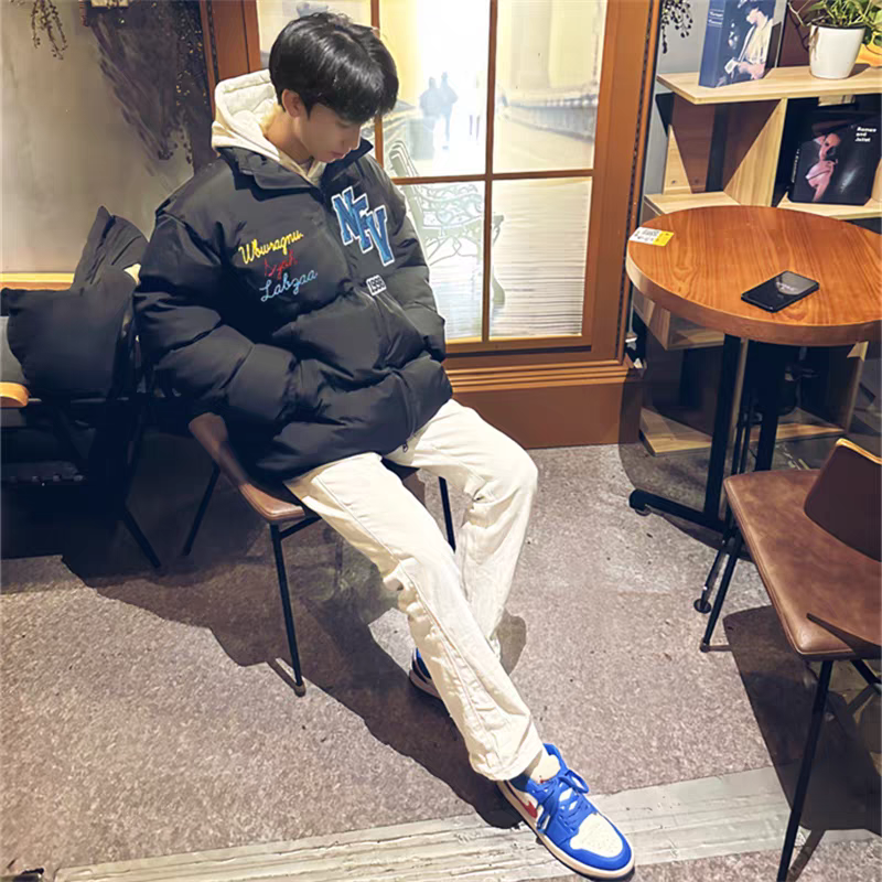 美式高街加厚字母印花立领棉服男女款秋冬季潮牌保暖棉衣情侣外套
