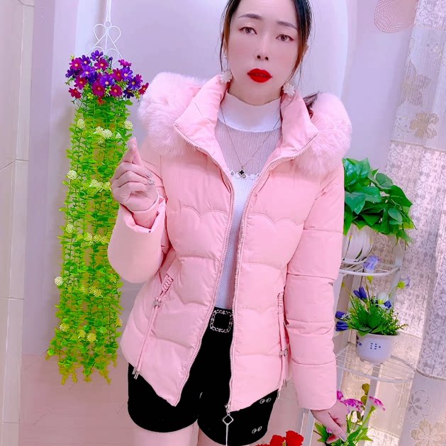 大毛领可拆帽棉衣女2025冬季新款