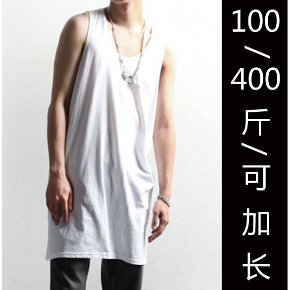 上新#男款内搭打底背心老式家居背心中长款#纯棉加肥加大码可加长图片