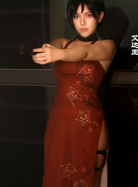 艾达王cos服旗袍 Ada Wong红色cosplay服装女生化危机5开叉性感女