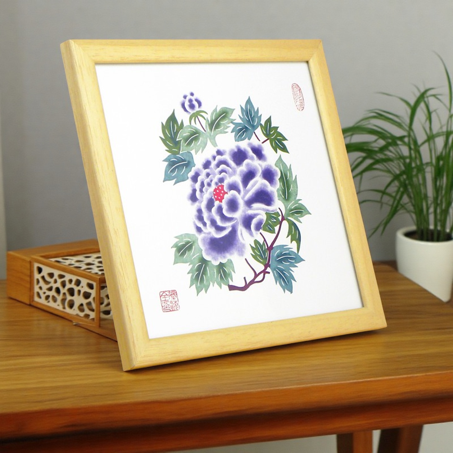 中国特色花开富贵非遗剪纸作品