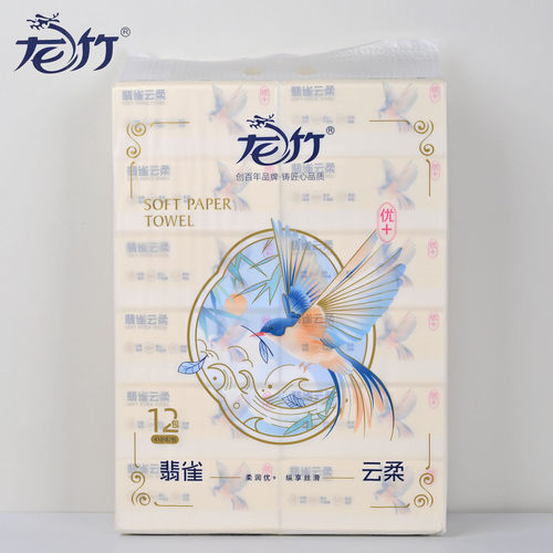 龙竹410张12包装家用大规格抽纸