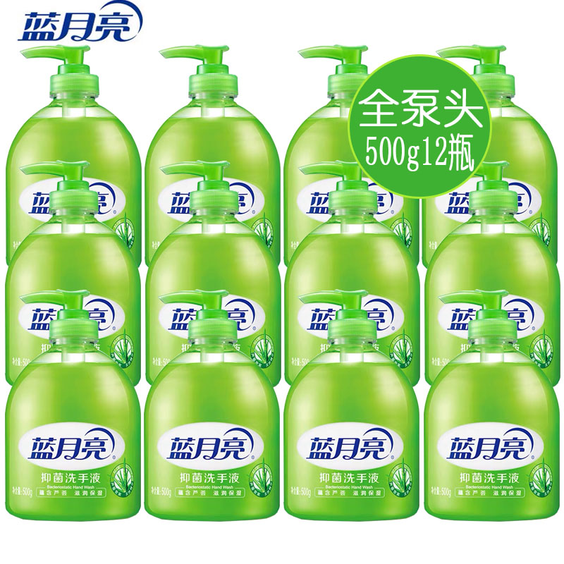 蓝月亮洗手液全泵头500g*12瓶芦荟抑菌滋润保湿温和护手家用整箱