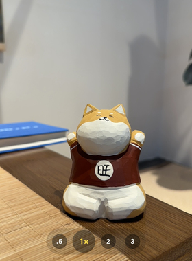 手工旺柴柴犬小狗狗小木雕摆件装饰情绪治愈电脑桌摆件情人节礼物