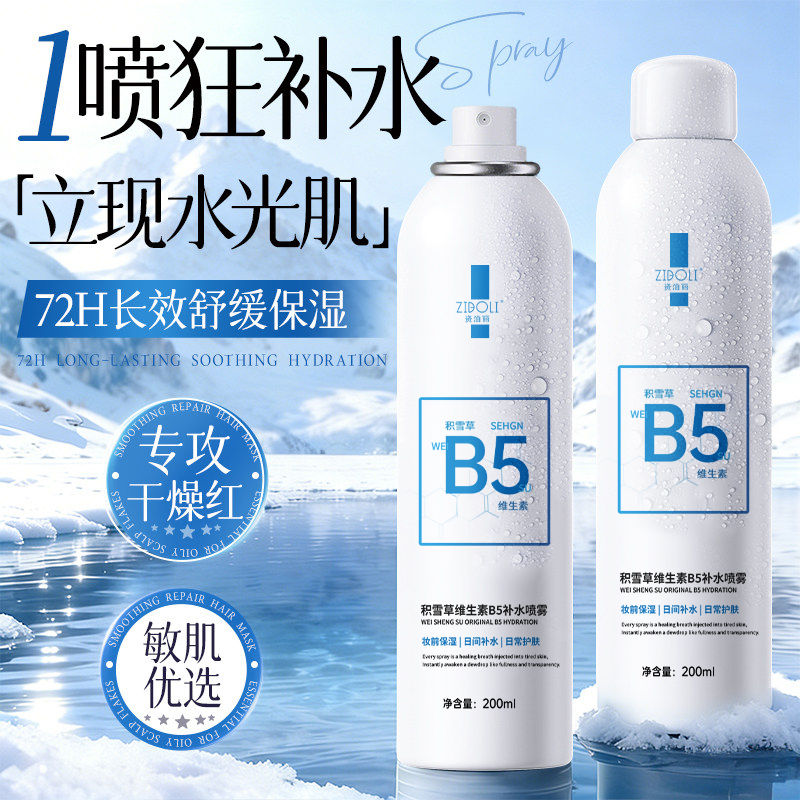 B5积雪草补水喷雾小分子保湿敷妆前深层保湿爽肤水男女士官方正品