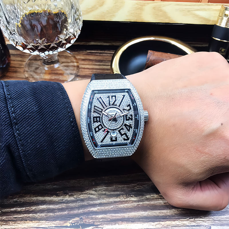 男士满天星手表个性休闲酒桶型大表盘时尚夜光防水v45游艇机械表