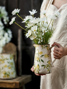 陶罐装 复古陶瓷花瓶摆件客厅插花高级感创意艺术法式 美式 欧式 饰品