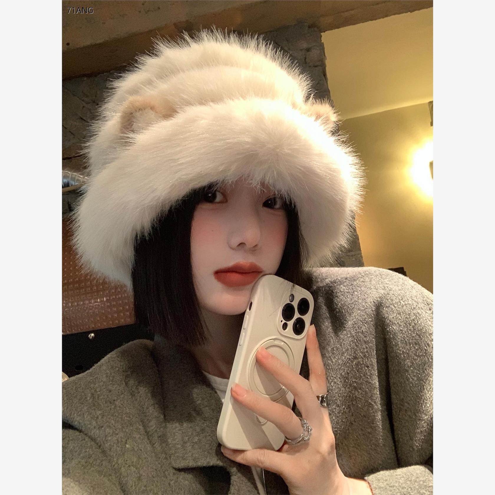 可爱猫咪耳朵毛绒渔夫帽女冬2025新款保暖防寒针织帽子大头围盆帽,服饰配件/皮带/帽子/围巾,帽子,淘宝优惠券,粉丝福利购,淘宝优惠卷