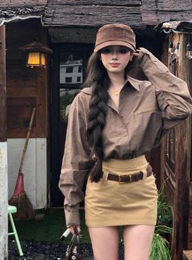 古早感浪漫麂皮褶皱马术平顶帽2025新款复古贝雷帽做旧休闲报童帽