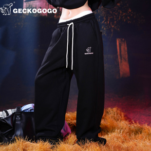 卫裤 男松弛感男女同款 街头重工水洗440克加绒卫裤 GECKOGOGO美式
