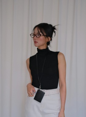 LOOP ME 重返90's 极简主义通勤百搭显瘦黑色无袖打底上衣