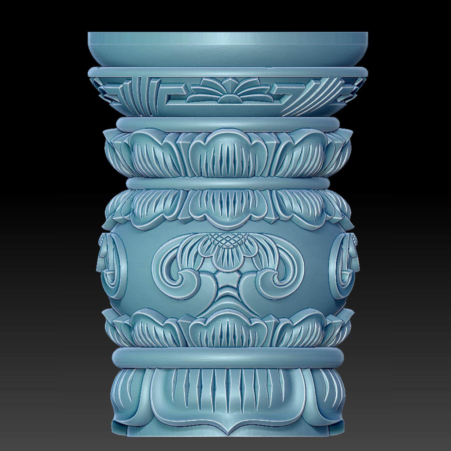 圆雕图 三维立体 stl 3D打印 模型 垂柱头吊蓝AA