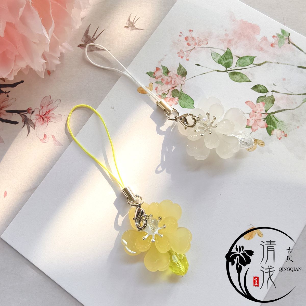 新品二哈和他的白猫师尊衍生双层海棠花手机挂件手机链包挂闺蜜