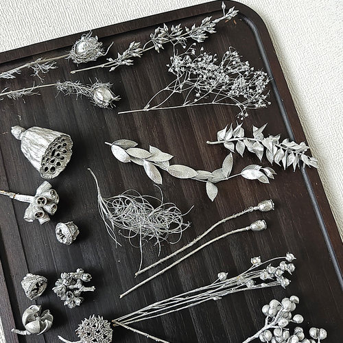 银色系永生花diy材料手工制作干花相框摆台装饰品干树枝配材