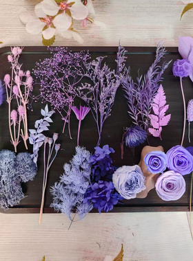 紫色永生花花材植物大全干花果子叶子手工制作伴手礼手办账装饰