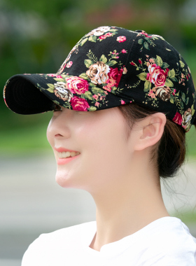 遮阳帽休闲风出游花朵鸭舌帽子