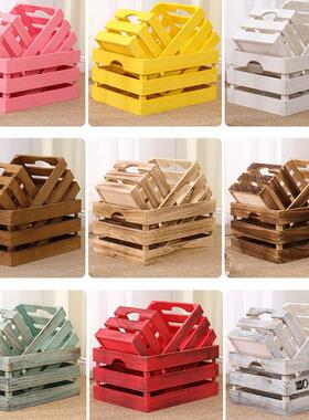 复古木箱木框箱木条箱收纳陈列超市展示木筐装饰木箱子长方形定制