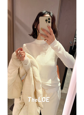 骆衣衣TheLOE/羊绒羊毛山茶花套头针织打底衫