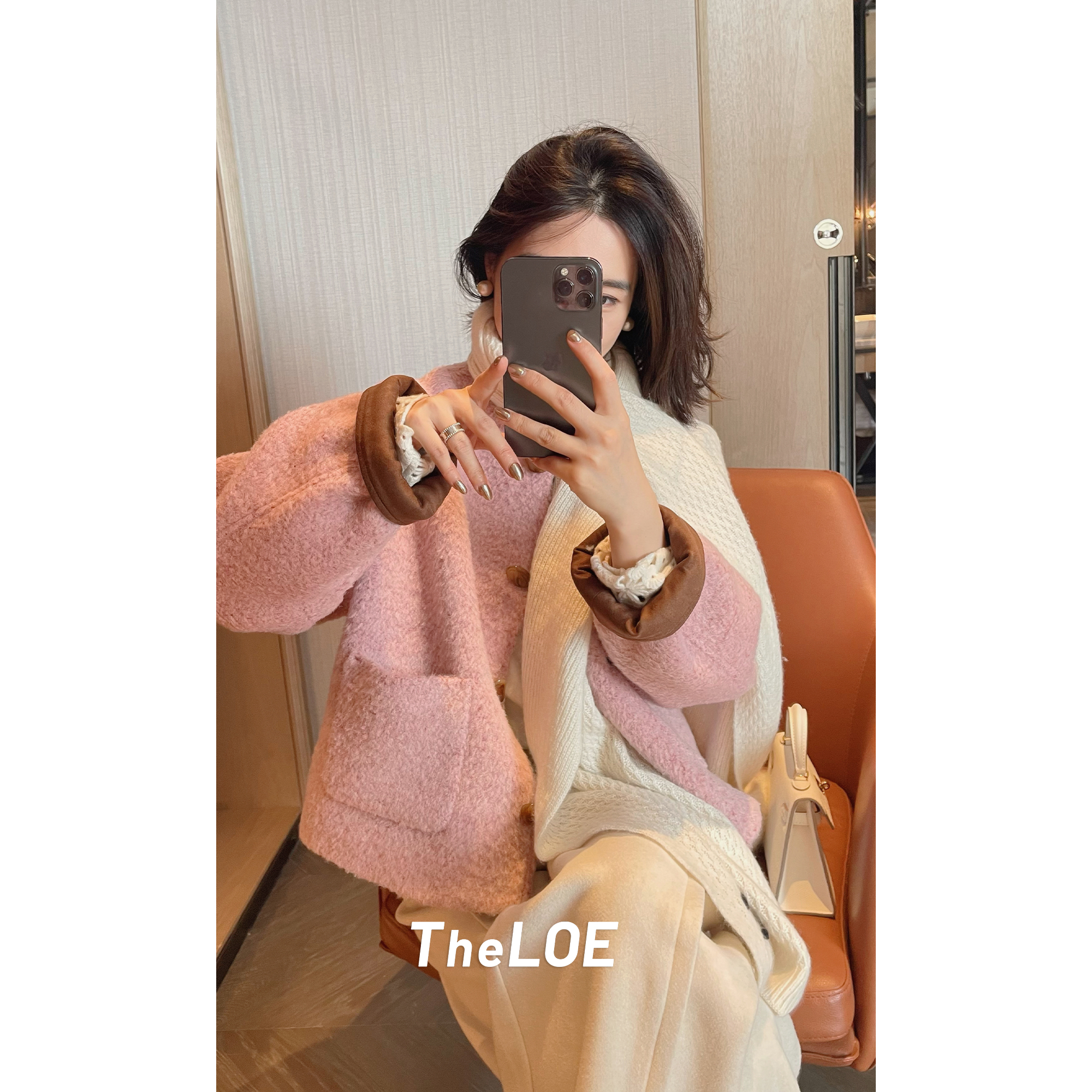 骆衣衣TheLOE/绵羊毛百搭简约减龄宽松圆领小香棉衣外套