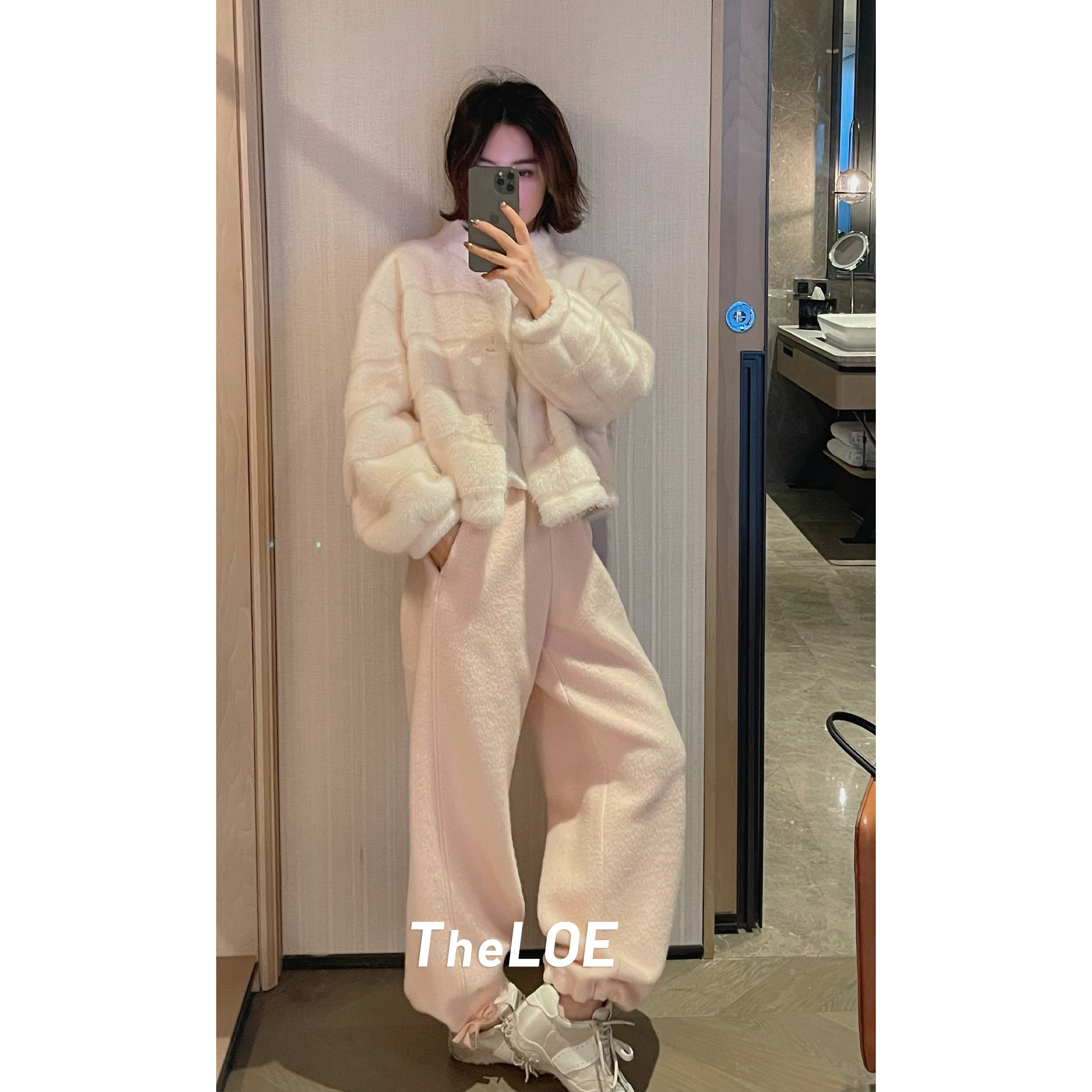 骆衣衣TheLOE/羊毛简约百搭松紧腰高腰显瘦保暖羊毛裤