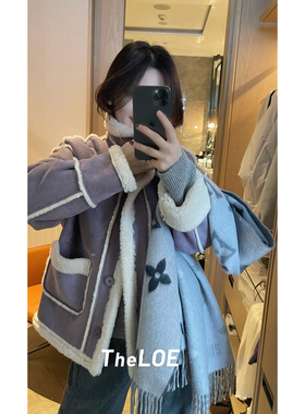 骆衣衣TheLOE/百搭复古双口袋拼色休闲立领保暖外套