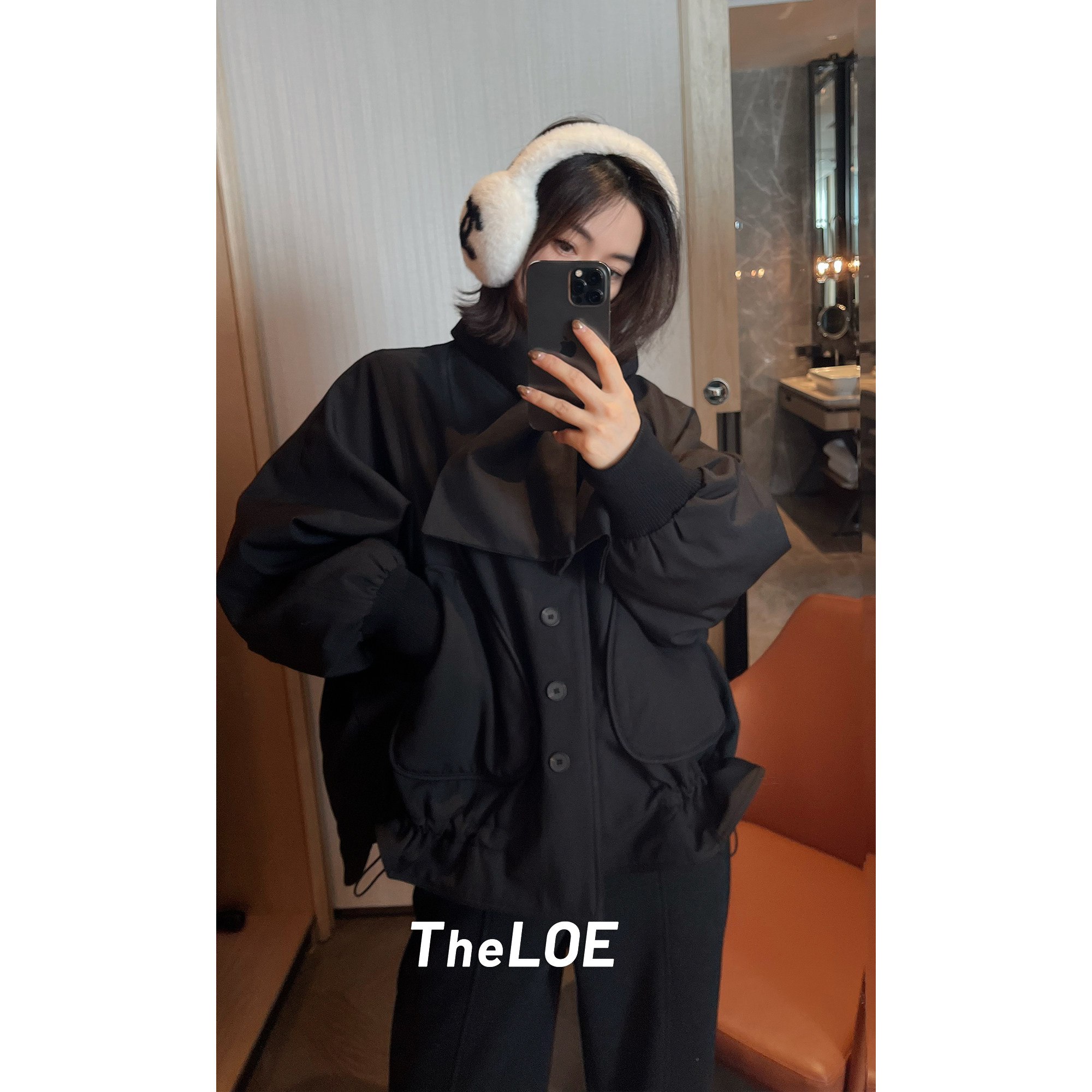 骆衣衣TheLOE/【中空纱大白鹅】休闲百搭单排扣轻羽绒服