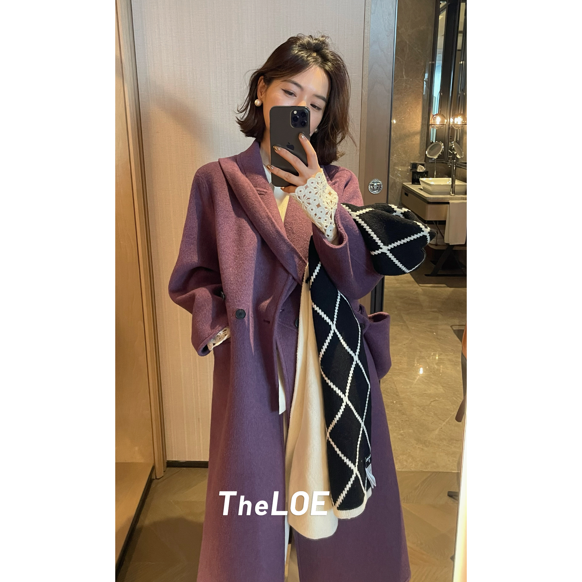 骆衣衣TheLOE/1194g羊绒羊毛百搭简约时尚减龄羊绒大衣