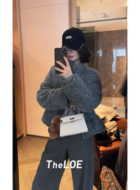 骆衣衣TheLOE/90白鹅绒服羊毛百搭复古简约时尚立领鹅绒服
