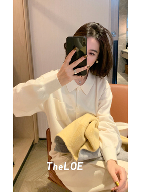 骆衣衣TheLOE/百分百羊毛POLO领简约百搭减龄时尚针织衬衫