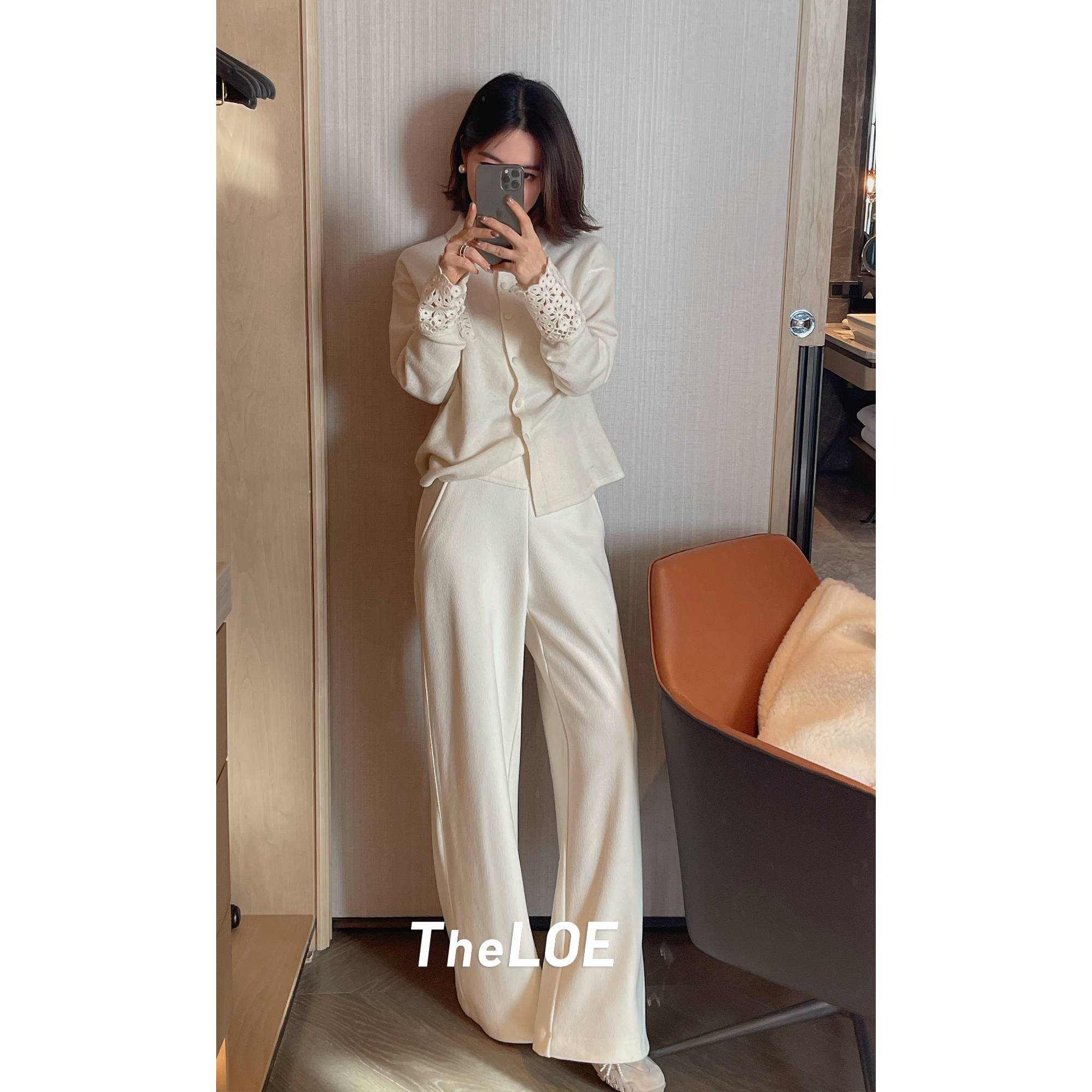 骆衣衣TheLOE/766g高克重简约百搭醋酸羊毛阔腿裤