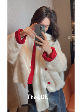 骆衣衣TheLOE/1019g重磅高克重圆领百搭毛毛外套