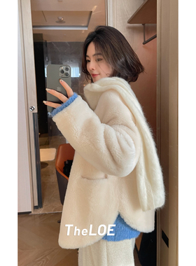 骆衣衣TheLOE/百分百羊毛克重856g气质温暖减龄V领外套