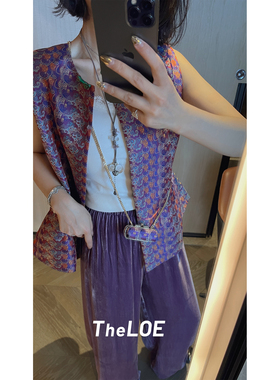 骆衣衣TheLOE/【琎口真丝丝绒裤】富贵高腰松紧显瘦减龄