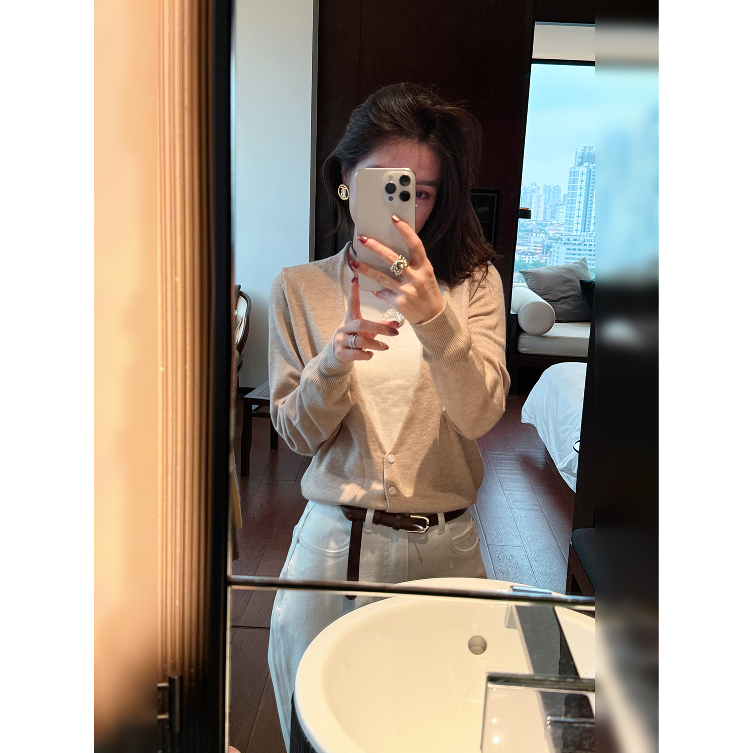 骆衣衣TheLOE/【燕麦叠穿撞色毛衣】百搭简约假两件慵懒感针织衫