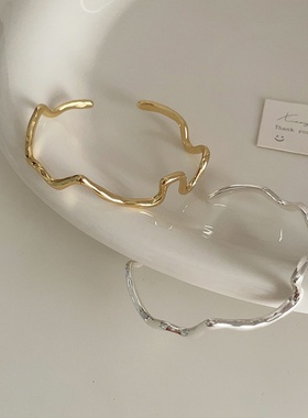 不规则金属手镯女设计感小众复古夸张个性百搭气质时尚手饰冷淡风