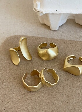 欧美夸张不规则哑光金属开口戒指女个性独特时尚气质百搭指环戒子