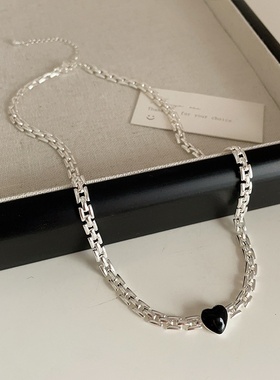 滴油爱心链条金属项链女小众设计复古个性简约百搭气质颈链锁骨链