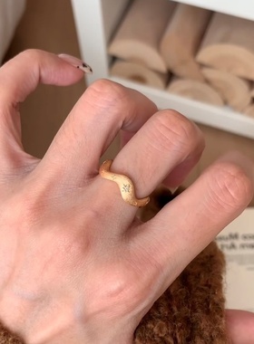 中古风波浪金属锆石星芒戒指女小众个性简约时尚百搭气质指环戒子