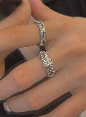 法式复古锆石金属戒指套装女韩国小众个性简约百搭气质指环戒子