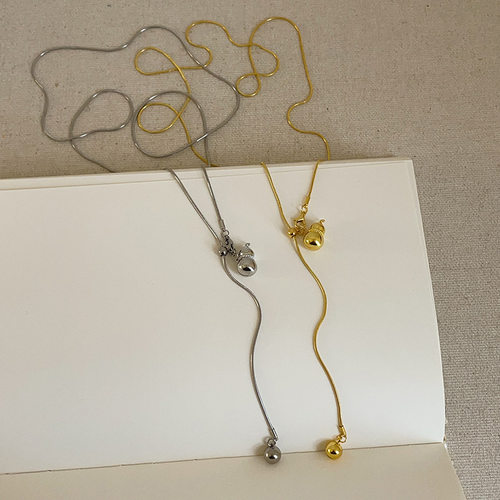 抽拉式光面圆球葫芦长款项链女简约感时尚气质百搭颈链毛衣链