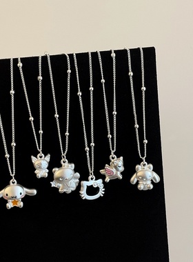 卡通立体小狗小猫吊坠项链女甜美可爱温柔小众时尚百搭颈链毛衣链